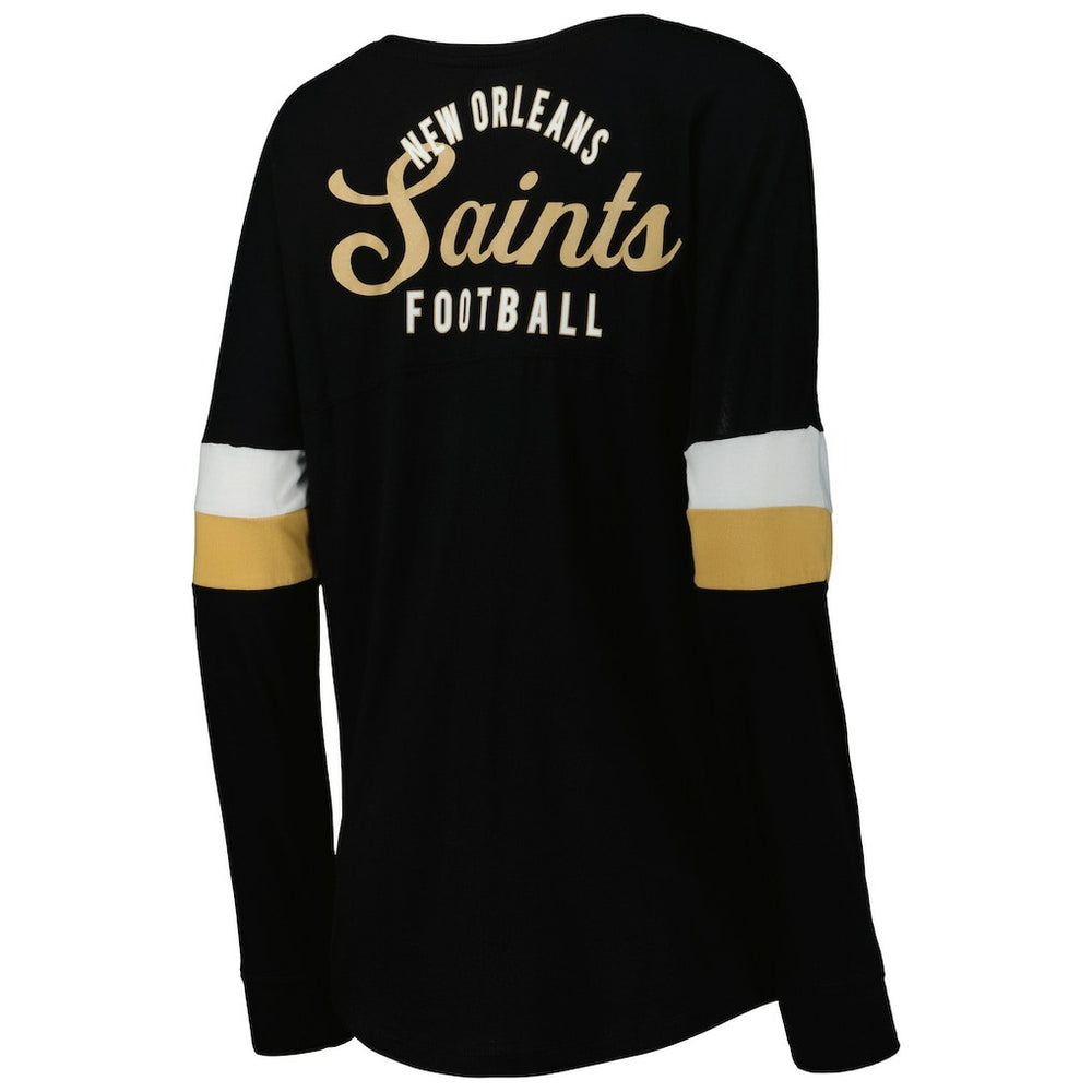 New Orleans Saints New Era Women's Athletic Varsity Lace-Up Lightweight Long Sleeve T-Shirt