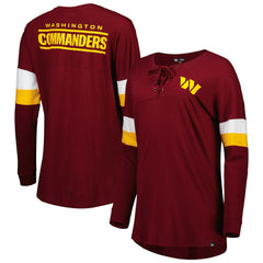 Washington Commanders New Era Women's Athletic Varsity Lace-Up Lightweight Long Sleeve T-Shirt