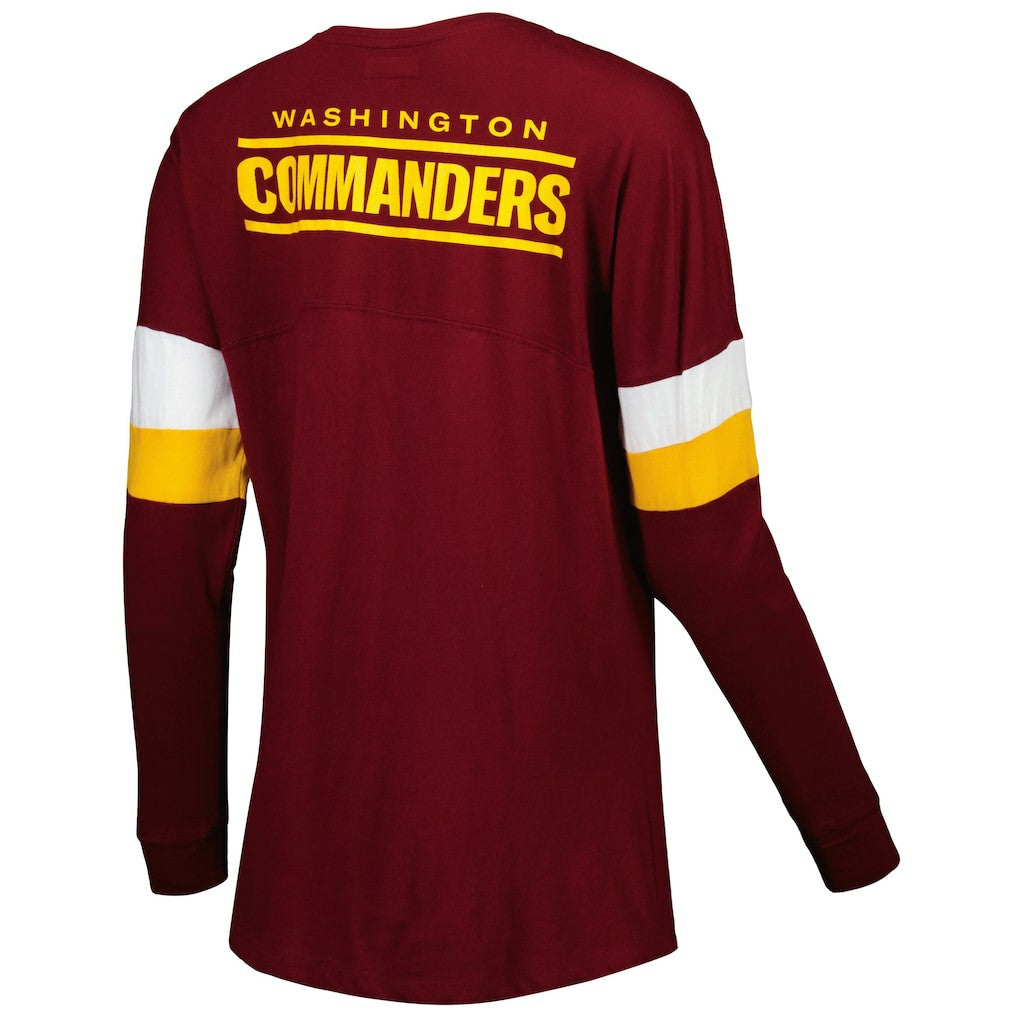 Washington Commanders New Era Women's Athletic Varsity Lace-Up Lightweight Long Sleeve T-Shirt