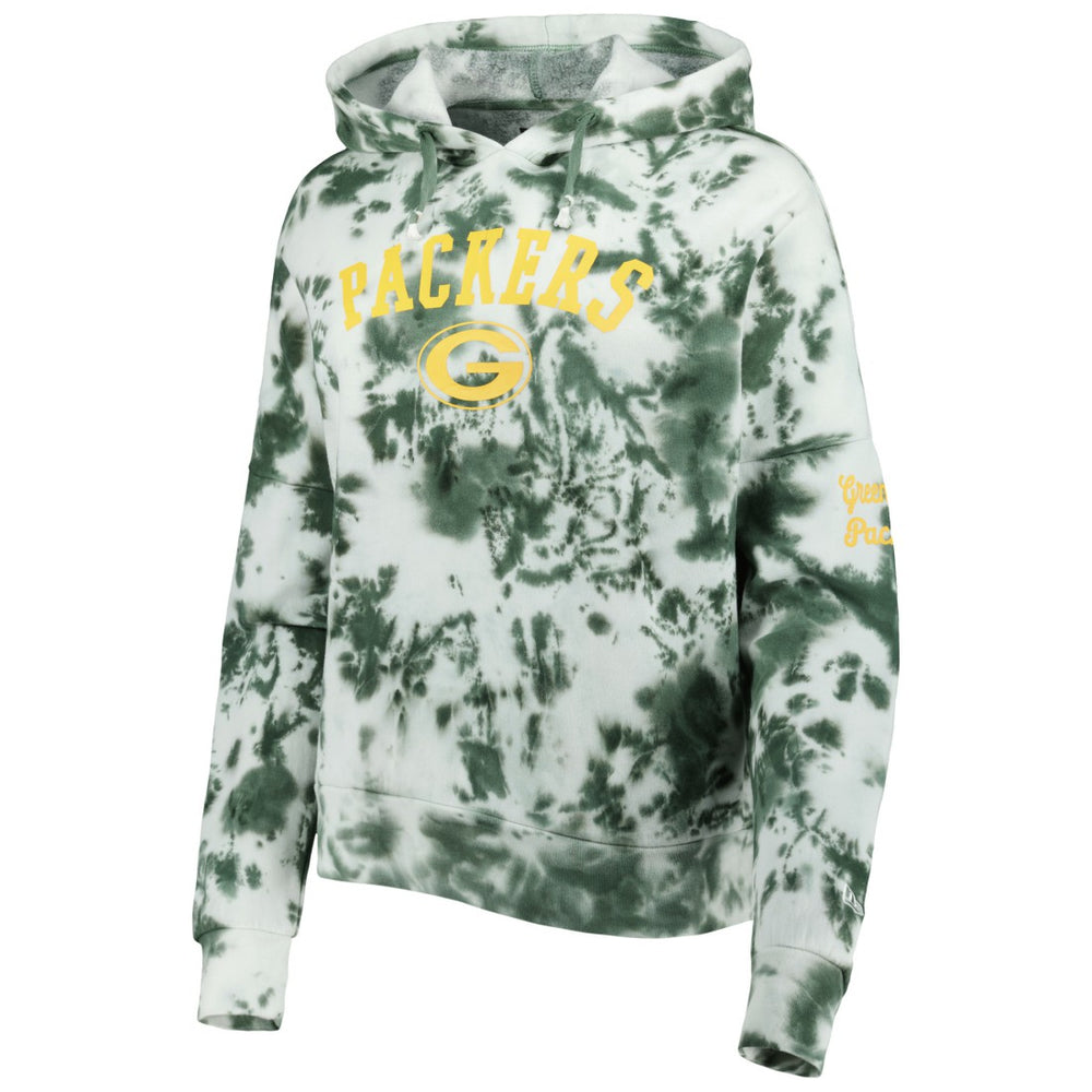 Green Bay Packers New Era Women's Cloud Dye Fleece Pullover Hoodie