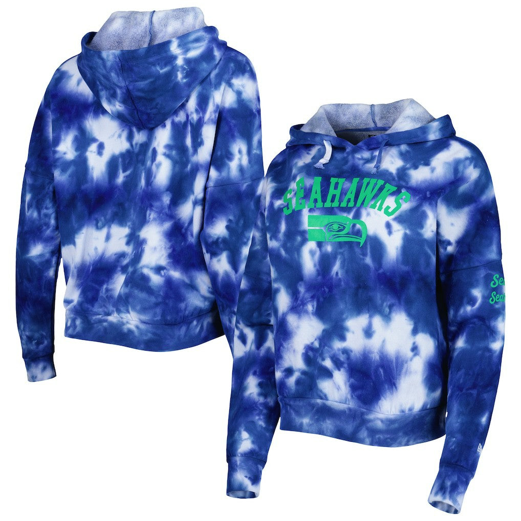 Seattle Seahawks New Era Women's Cloud Dye Fleece Pullover Hoodie