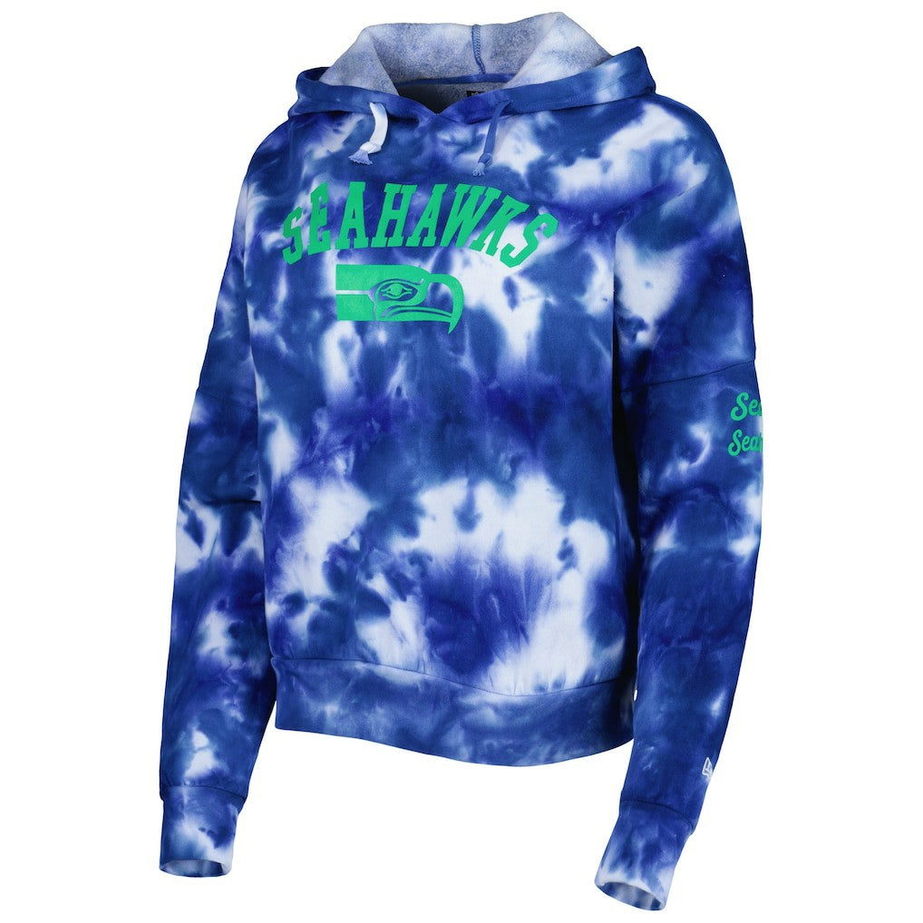 Seattle Seahawks New Era Women's Cloud Dye Fleece Pullover Hoodie