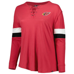 Arizona Cardinals New Era Women's Plus Size Athletic Varsity Lace-Up V-Neck Long Sleeve T-Shirt