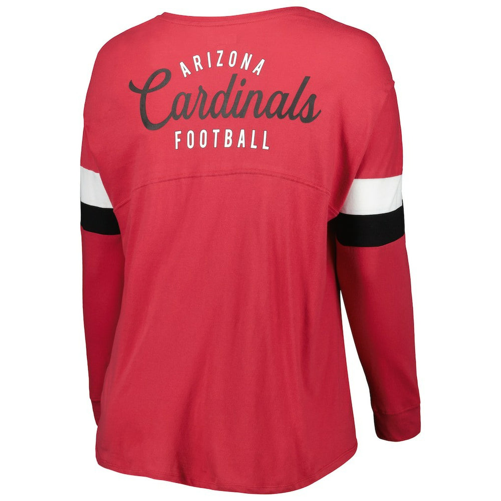Arizona Cardinals New Era Women's Plus Size Athletic Varsity Lace-Up V-Neck Long Sleeve T-Shirt