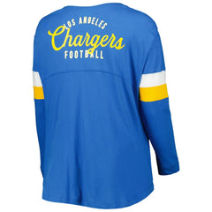 Los Angeles Chargers New Era Women's Plus Size Athletic Varsity Lace-Up V-Neck Long Sleeve T-Shirt