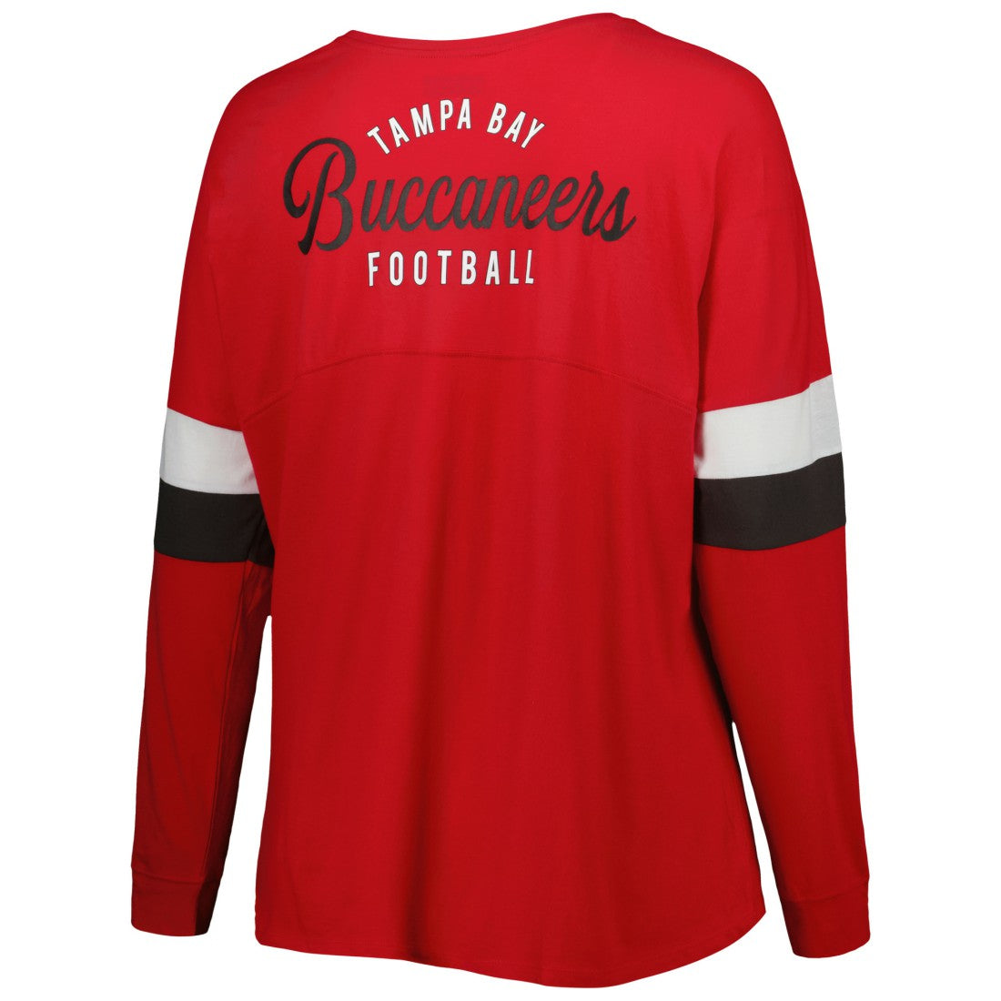 Tampa Bay Buccaneers New Era Women's Plus Size Athletic Varsity Lace-Up V-Neck Long Sleeve T-Shirt