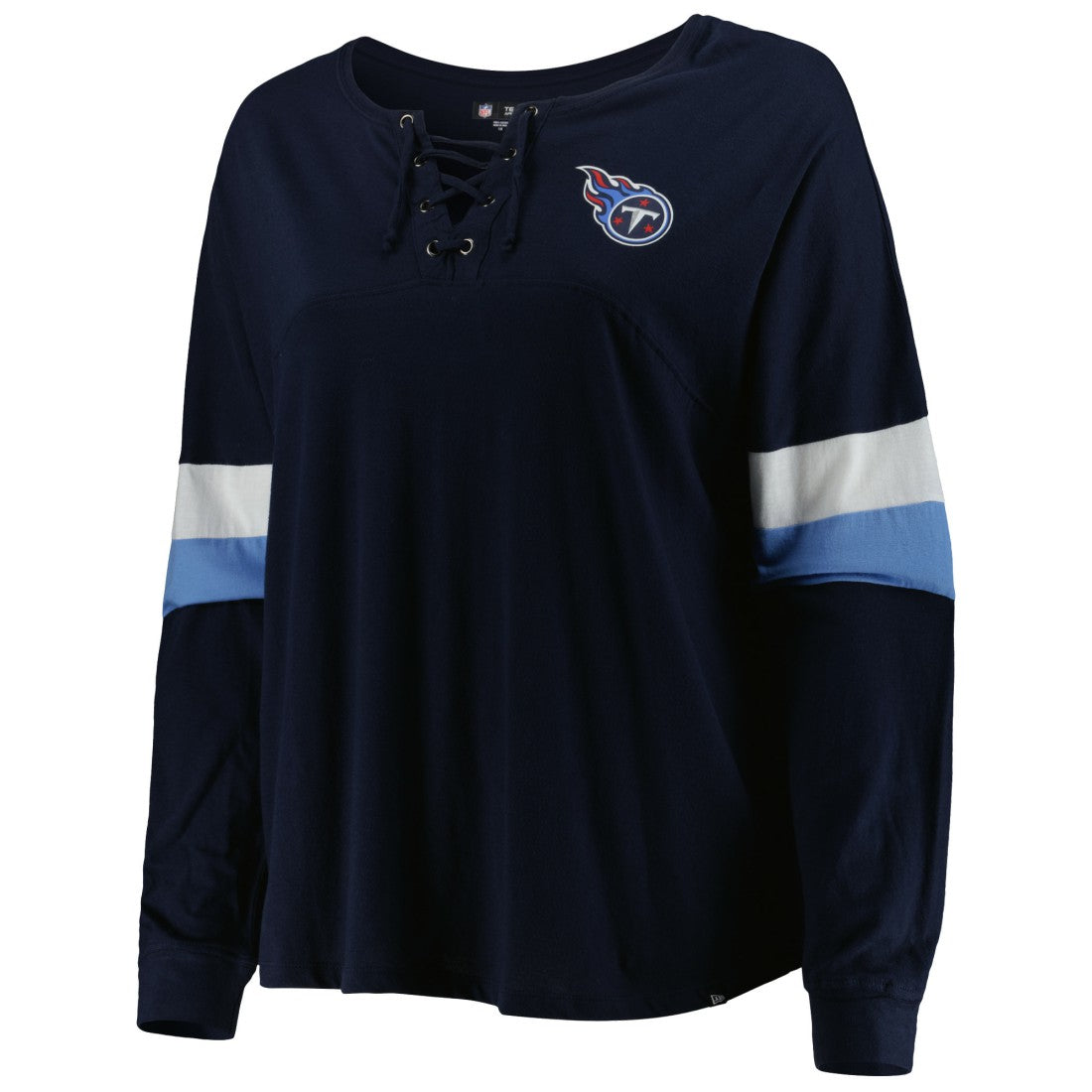 Tennessee Titans New Era Women's Plus Size Athletic Varsity Lace-Up V-Neck Long Sleeve T-Shirt