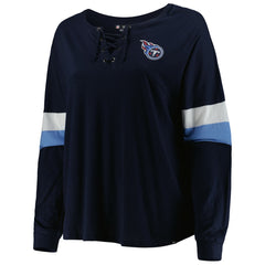 Tennessee Titans New Era Women's Plus Size Athletic Varsity Lace-Up V-Neck Long Sleeve T-Shirt