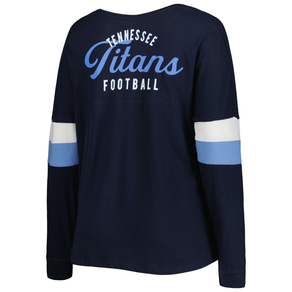 Tennessee Titans New Era Women's Plus Size Athletic Varsity Lace-Up V-Neck Long Sleeve T-Shirt