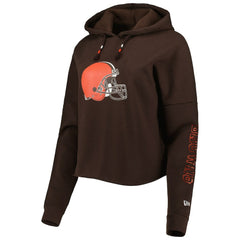 Cleveland Browns New Era Women's Foil Sleeve Pullover Hoodie