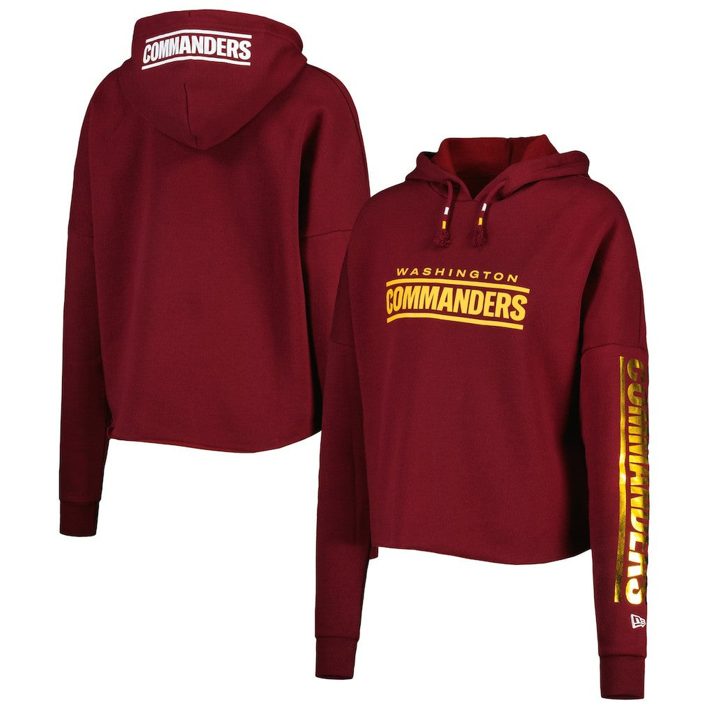 Washington Commanders New Era Women's Foil Sleeve Pullover Hoodie