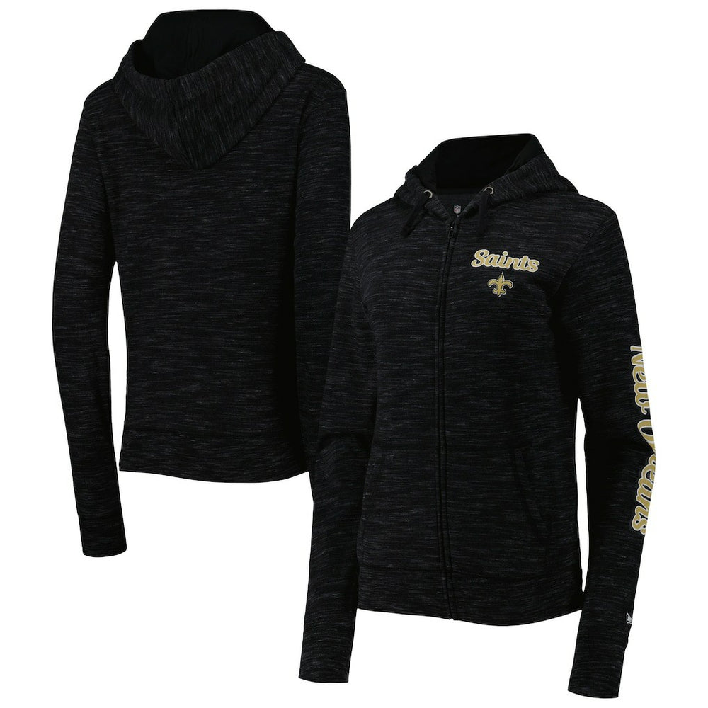 New Orleans Saints New Era Women's Reverse Space-Dye Full-Zip Hoodie
