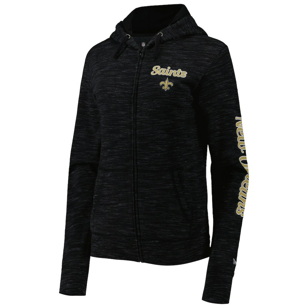 New Orleans Saints New Era Women's Reverse Space-Dye Full-Zip Hoodie