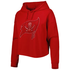 Tampa Bay Buccaneers  Cuce Women's Crystal Logo Cropped Pullover Hoodie