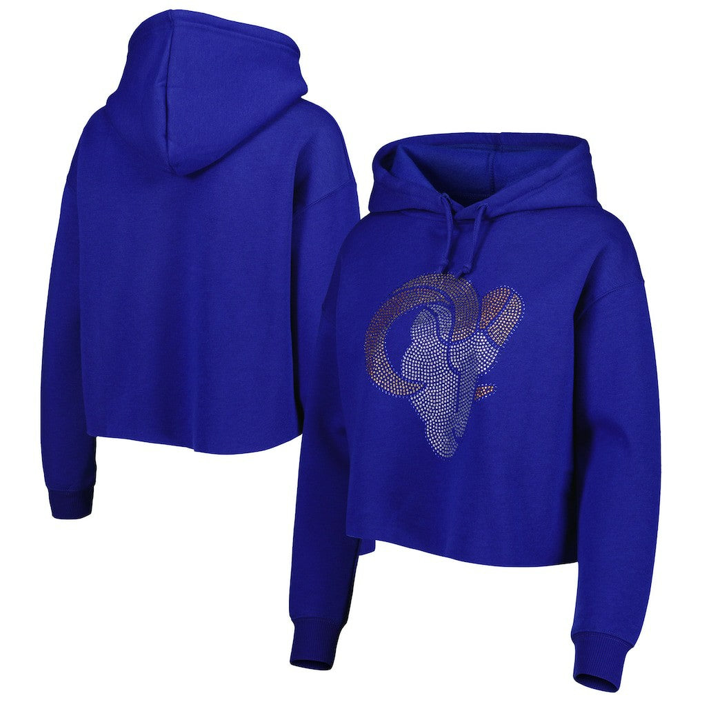 Los Angeles Rams  Cuce Women's Crystal Logo Cropped Pullover Hoodie