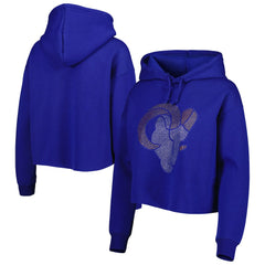 Los Angeles Rams  Cuce Women's Crystal Logo Cropped Pullover Hoodie