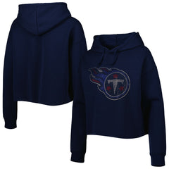 Tennessee Titans  Cuce Women's Crystal Logo Cropped Pullover Hoodie