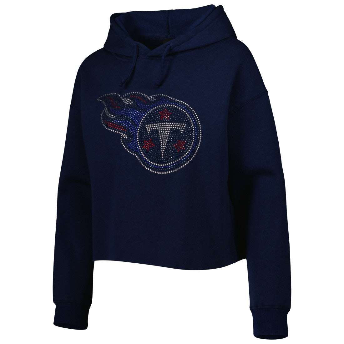 Tennessee Titans  Cuce Women's Crystal Logo Cropped Pullover Hoodie