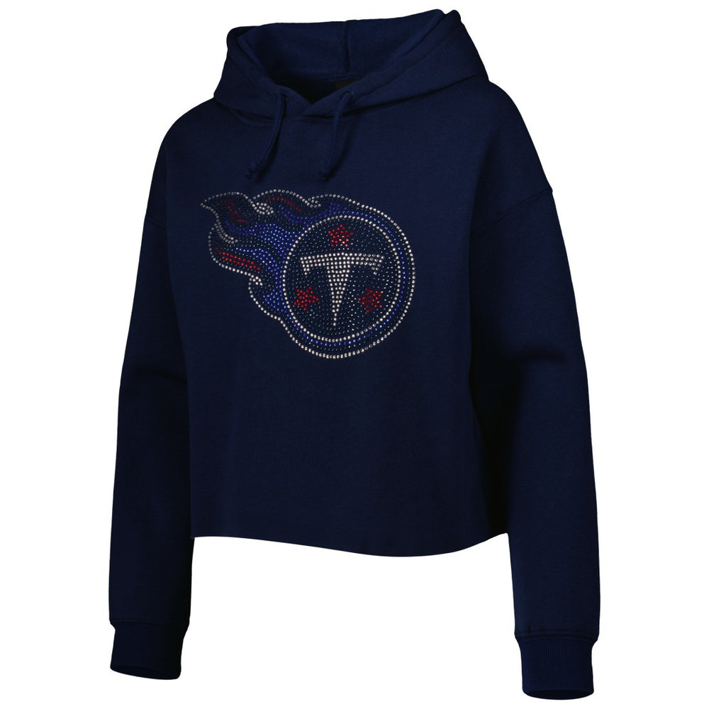 Tennessee Titans  Cuce Women's Crystal Logo Cropped Pullover Hoodie