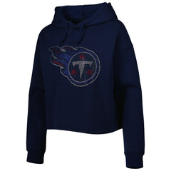 Tennessee Titans  Cuce Women's Crystal Logo Cropped Pullover Hoodie