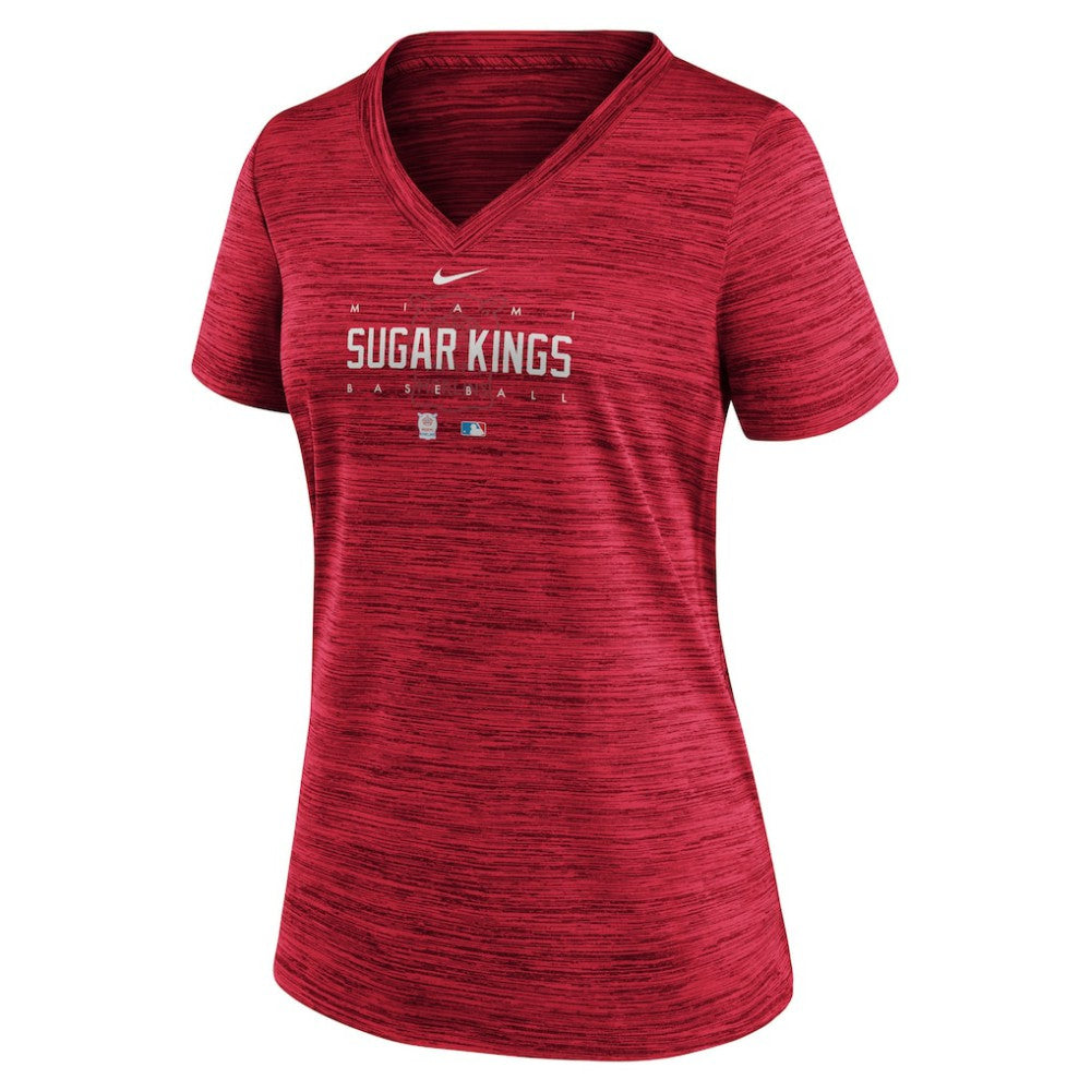 Miami Marlins Nike Women's City Connect Velocity Practice Performance V-Neck T-Shirt | MLB New
