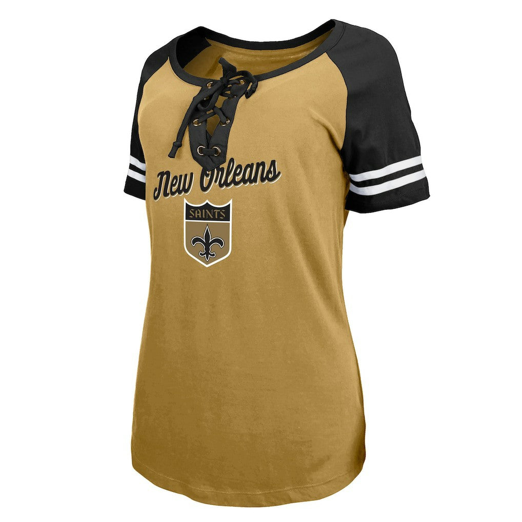 New Orleans Saints New Era Women's Legacy Lace-Up Raglan T-Shirt