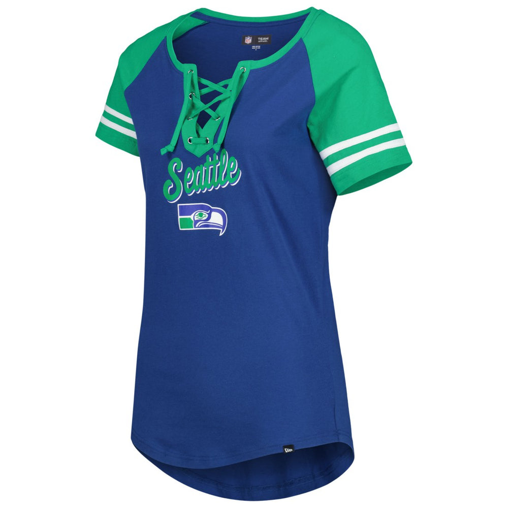 Seattle Seahawks New Era Women's Legacy Lace-Up Raglan T-Shirt