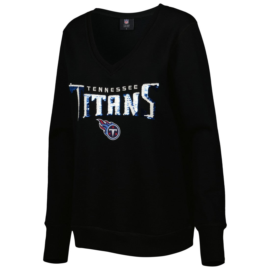 Tennessee Titans  Cuce Women's Sequin Logo V-Neck Pullover Sweatshirt