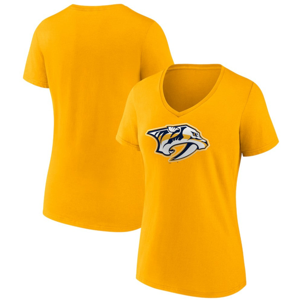 Nashville Predators Fanatics Women's Primary Logo Team V-Neck T-Shirt Sale