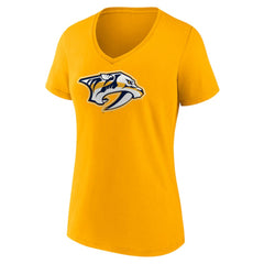 Nashville Predators Fanatics Women's Primary Logo Team V-Neck T-Shirt Sale