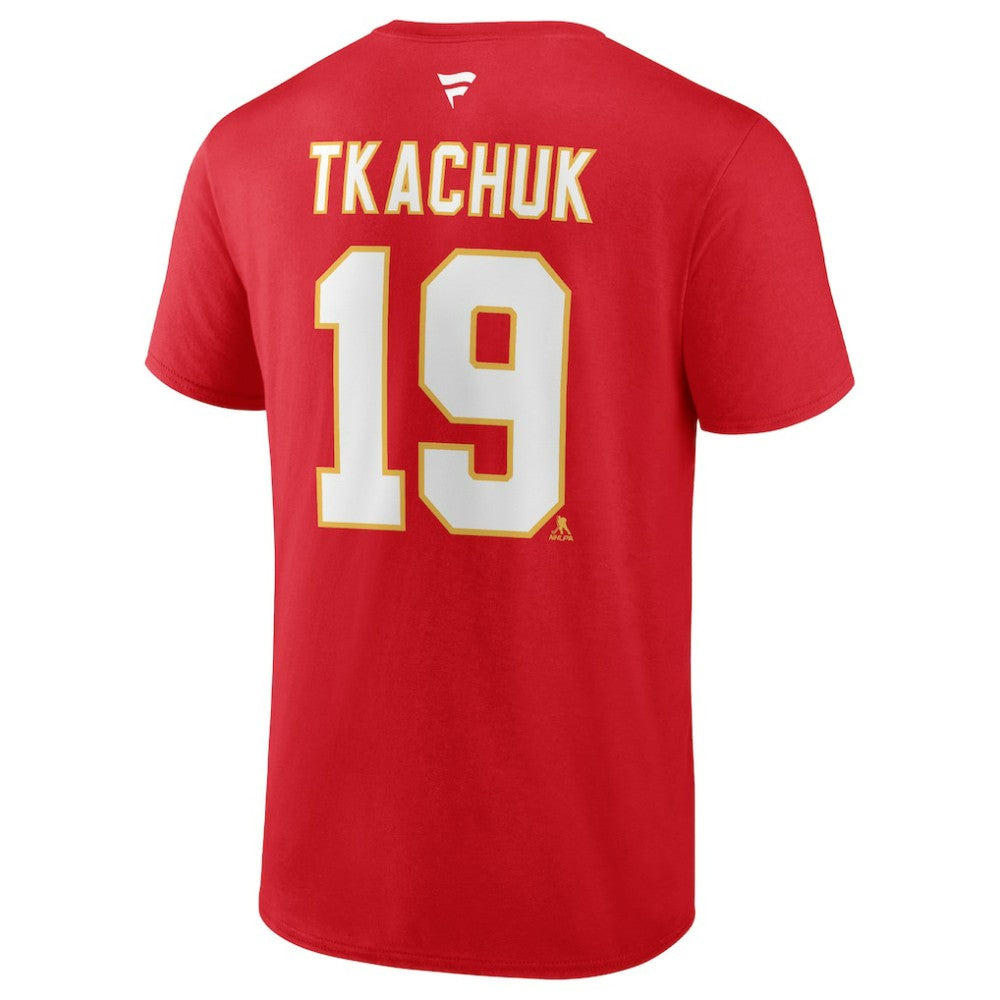 Matthew Tkachuk Calgary Flames Fanatics Authentic Stack Name & Number T-Shirt On Sale