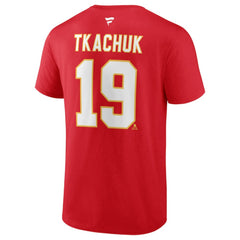 Matthew Tkachuk Calgary Flames Fanatics Authentic Stack Name & Number T-Shirt On Sale