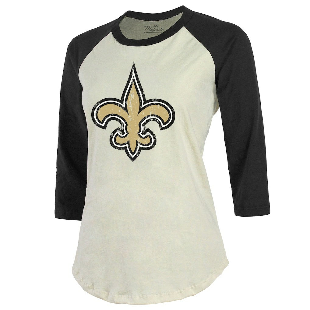 New Orleans Saints  Tyrann Mathieu  Majestic Threads Women's Player Name & Number Tri-Blend Three-Quarter Sleeve T-Shirt