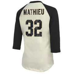 New Orleans Saints  Tyrann Mathieu  Majestic Threads Women's Player Name & Number Tri-Blend Three-Quarter Sleeve T-Shirt