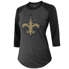 New Orleans Saints  Tyrann Mathieu  Majestic Threads Women's Name & Number Raglan 3/4 Sleeve T-Shirt