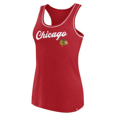 Chicago Blackhawks Fanatics Women's Wordmark Logo Racerback Scoop Neck Tank Top Discount