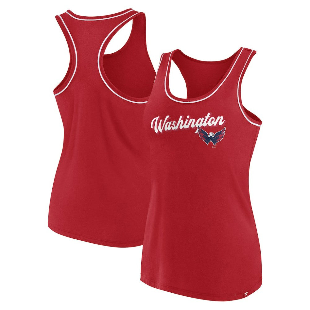 Washington Capitals Fanatics Women's Wordmark Logo Racerback Scoop Neck Tank Top Online