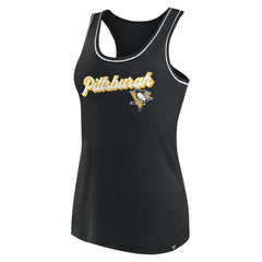 Pittsburgh Penguins Fanatics Women's Wordmark Logo Racerback Scoop Neck Tank Top For Sale