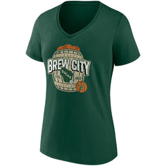 Milwaukee Bucks Women's Hometown Collection Brew City V-Neck T-Shirt Outlet