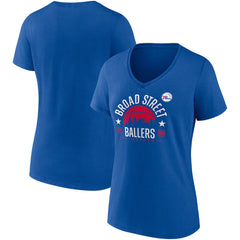 Philadelphia 76ers Women's Hometown Collection Broad Street Ballers V-Neck T-Shirt Discount