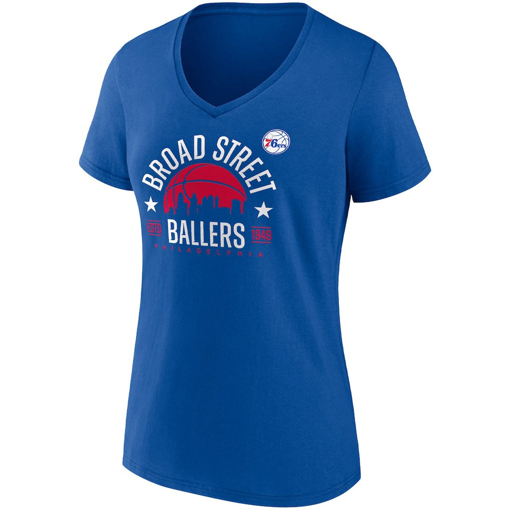 Philadelphia 76ers Women's Hometown Collection Broad Street Ballers V-Neck T-Shirt Discount