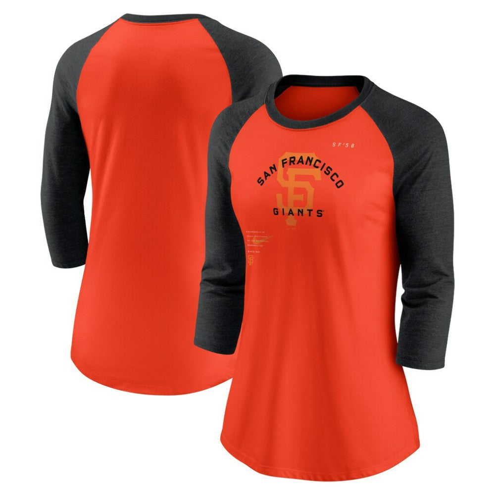 San Francisco Giants Nike Women's Next Up Tri-Blend Raglan 3/4-Sleeve T-Shirt | MLB New