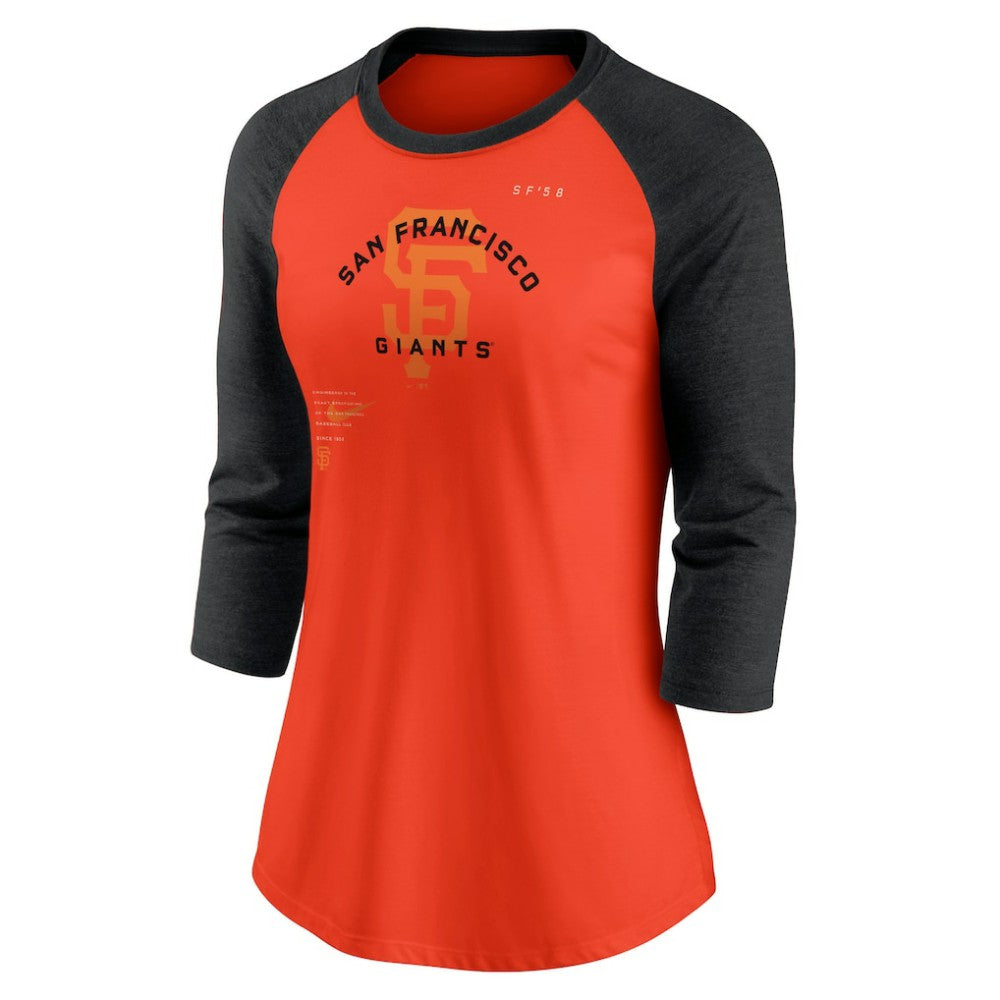 San Francisco Giants Nike Women's Next Up Tri-Blend Raglan 3/4-Sleeve T-Shirt | MLB New