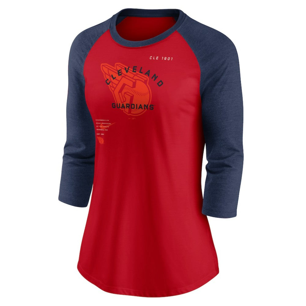 Cleveland Guardians Nike Women's Next Up Tri-Blend Raglan 3/4-Sleeve T-Shirt | MLB Shop