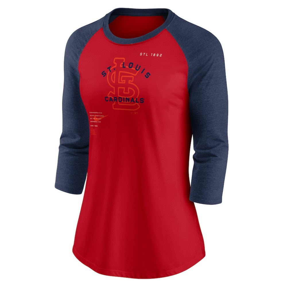 St. Louis Cardinals Nike Women's Next Up Tri-Blend Raglan 3/4-Sleeve T-Shirt | MLB New