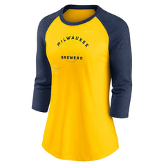 Milwaukee Brewers Nike Women's Next Up Tri-Blend Raglan 3/4-Sleeve T-Shirt | MLB Discount