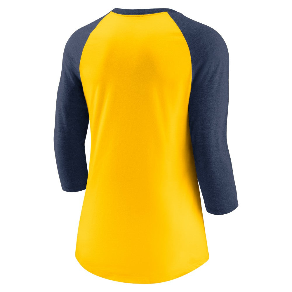 Milwaukee Brewers Nike Women's Next Up Tri-Blend Raglan 3/4-Sleeve T-Shirt | MLB Discount