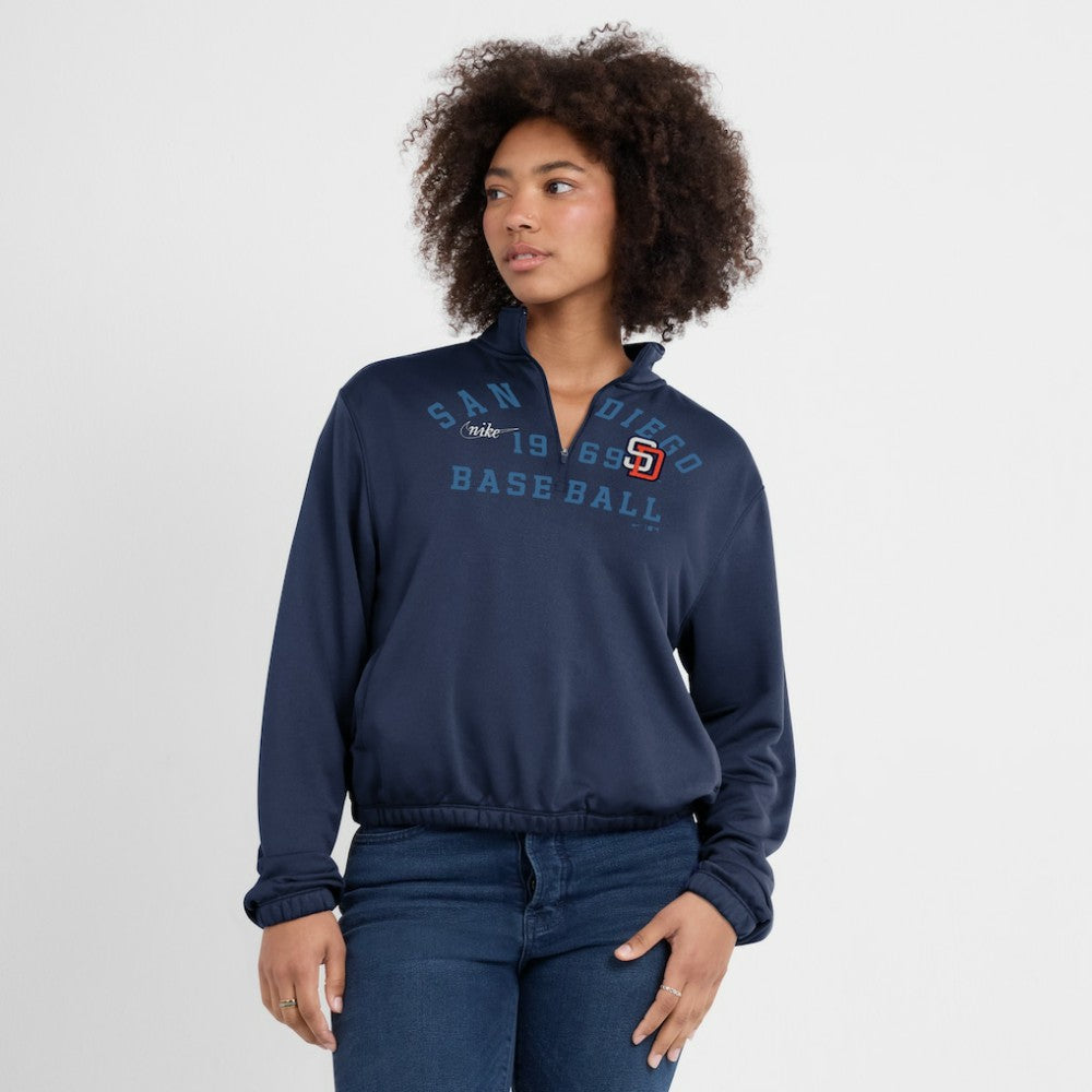 San Diego Padres Nike Women's Rewind Splice Half-Zip Semi-Cropped Bubble Hem Sweatshirt | MLB Online