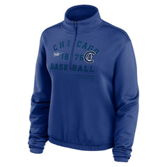 Chicago Cubs Nike Women's Rewind Splice Half-Zip Semi-Cropped Bubble Hem Sweatshirt | MLB Outlet