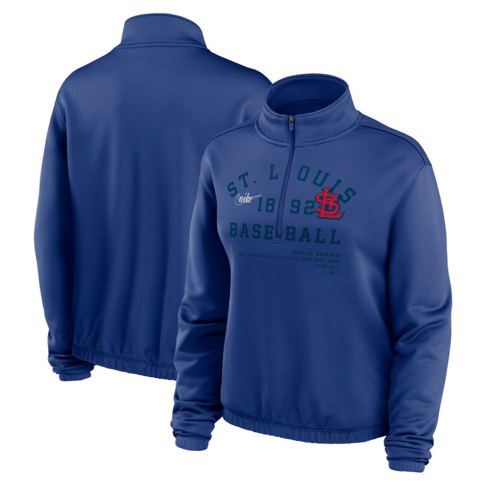 St. Louis Cardinals Nike Women's Rewind Splice Half-Zip Semi-Cropped Bubble Hem Sweatshirt | MLB Near me
